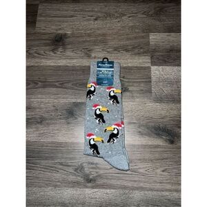Tommy Bahama Men’s Fine Hosiery Grey Toucans Christmas Socks NEW 1 Pair
